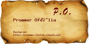 Prommer Ofélia névjegykártya